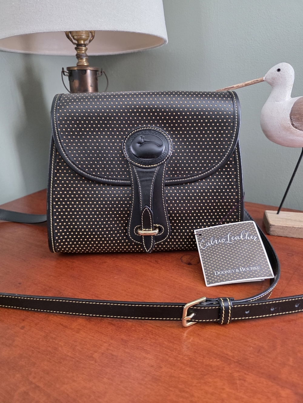 Dooney & Bourke Medium Essex Cabrio Leather Black Shoulder Bag NWT Vintage